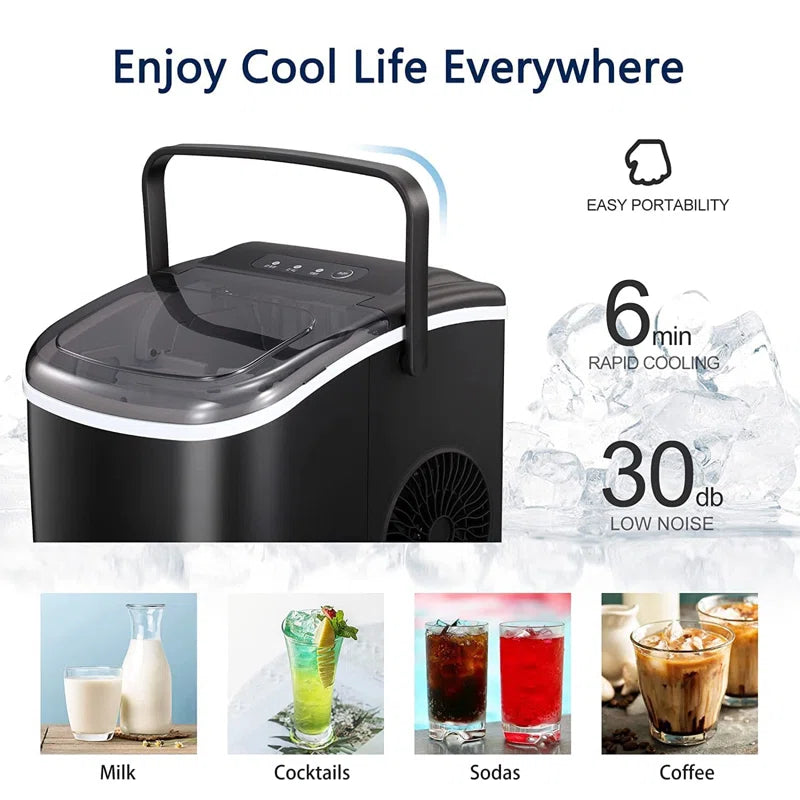 26 lb. Daily Production Bullet Ice Maker | Compact Countertop Ice Machine with Self-Cleaning & Quick Ice Production | Perfect for Home, Parties, & RVs