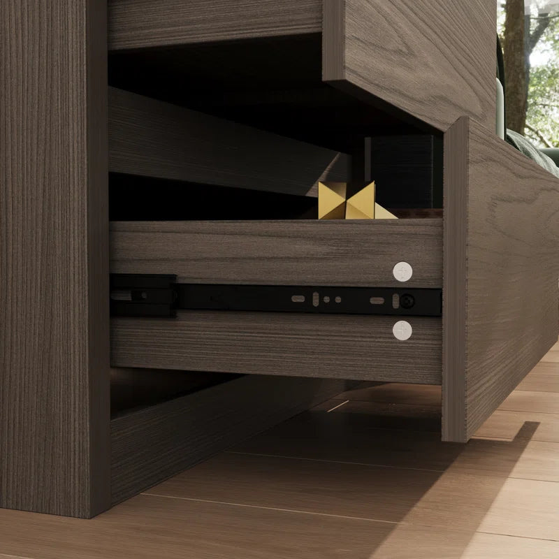 Wood Nightstand with Hidden Rfid-Locking Drawer and 2 Large Storage Drawers, Secure Bedside Table for Valuables or Firearms