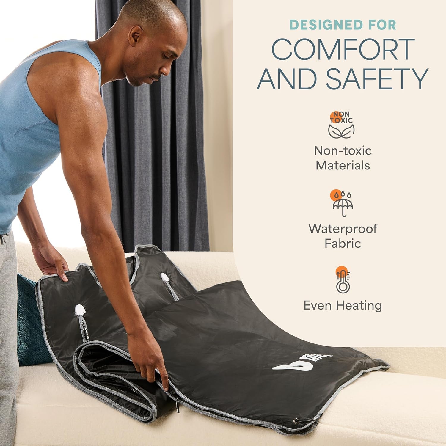 Bioremedy Infrared Sauna Blanket – Available in 5 Colors – Portable Far Infrared Home Sauna Bag for Detox, Tension, and Relaxation – Adjustable Temp (86–158°F) & Timer – Includes Detox Wraps