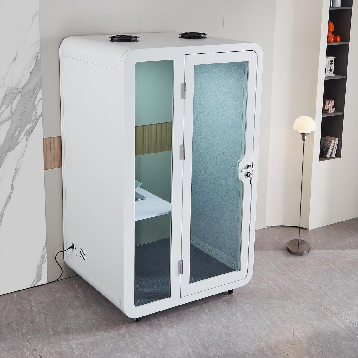 Soundproof Office Pod Booth, Quiet Meeting Pod with Acoustic Panels, Portable Modular Pod, Privacy Booth for Private Phone Calling, One to Two Person Workspace with Sound Isolation W55In D48In H92In