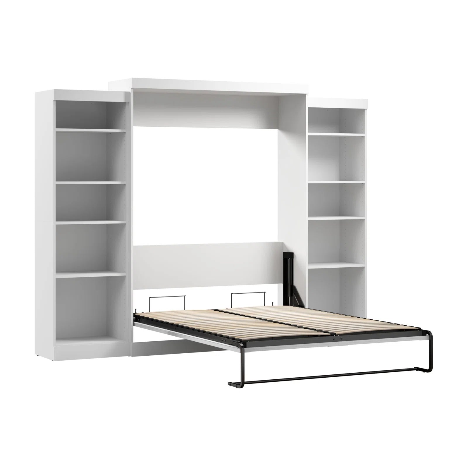 Wade Logan Arlex Murphy Bed with Shelving & Storage - Space-Saving Modern Design, Built-In Desk & Cabinet - Transform Any Room into a Multi-Functional Living Space