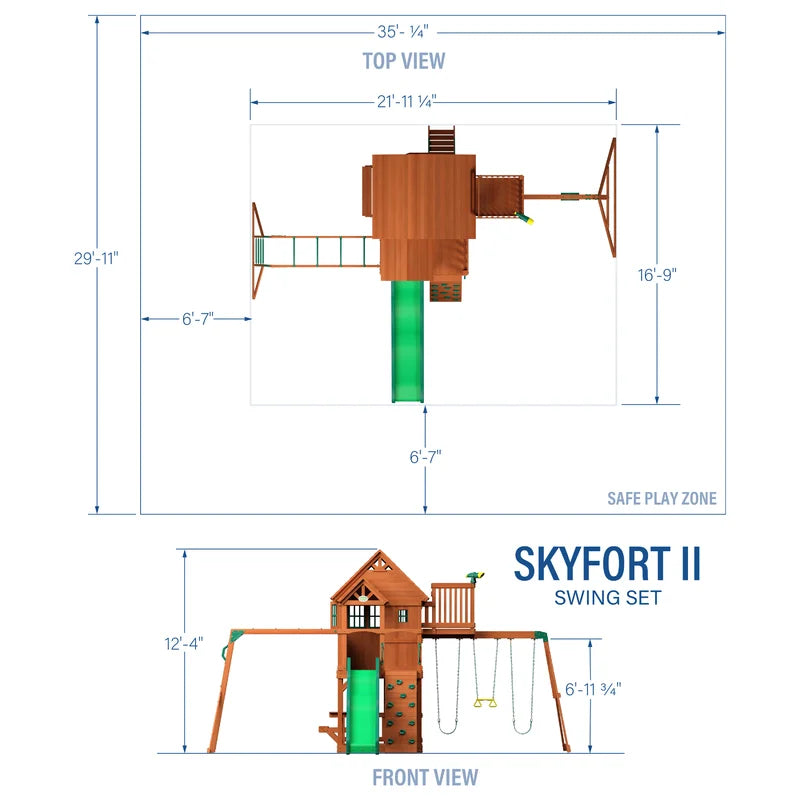 Backyard Discovery Skyfort II All-Cedar Swing Set | Deluxe Wooden Playset with Slide, Fort, Swings, and Sandbox | Premium Outdoor Adventure for Kids