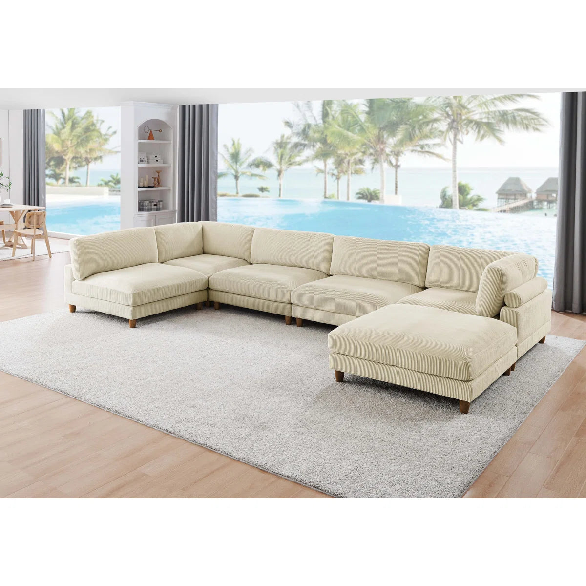 Espinosa™ 6-Piece Modular Sectional — Slipcovered Corduroy, Ottoman Included, Deep 30" Seat, Symmetrical | Lux Smart Home Living