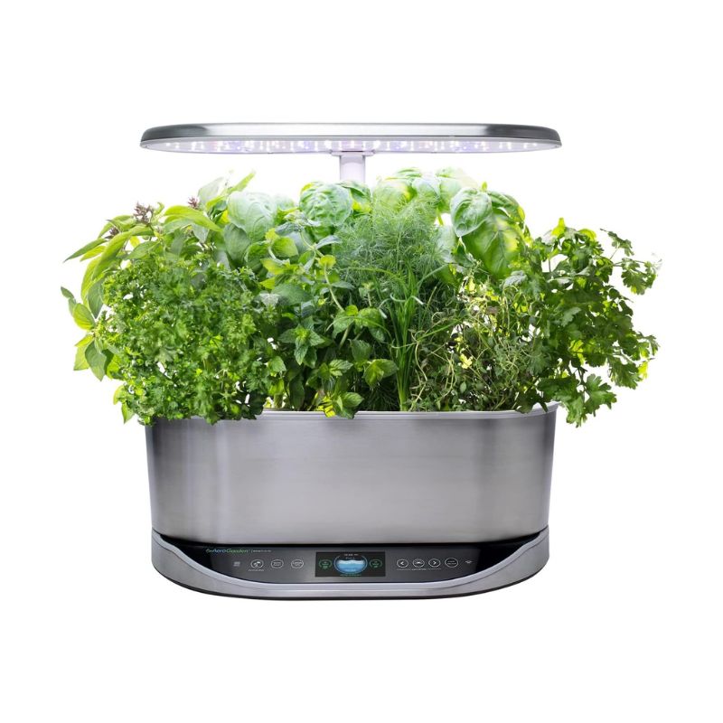 Smart Indoor Garden - AeroGarden Bounty Elite with Stainless Steel Design, Alexa-Enabled, High-Yield Hydroponic System for Fresh Herbs & Veggies Year-Round