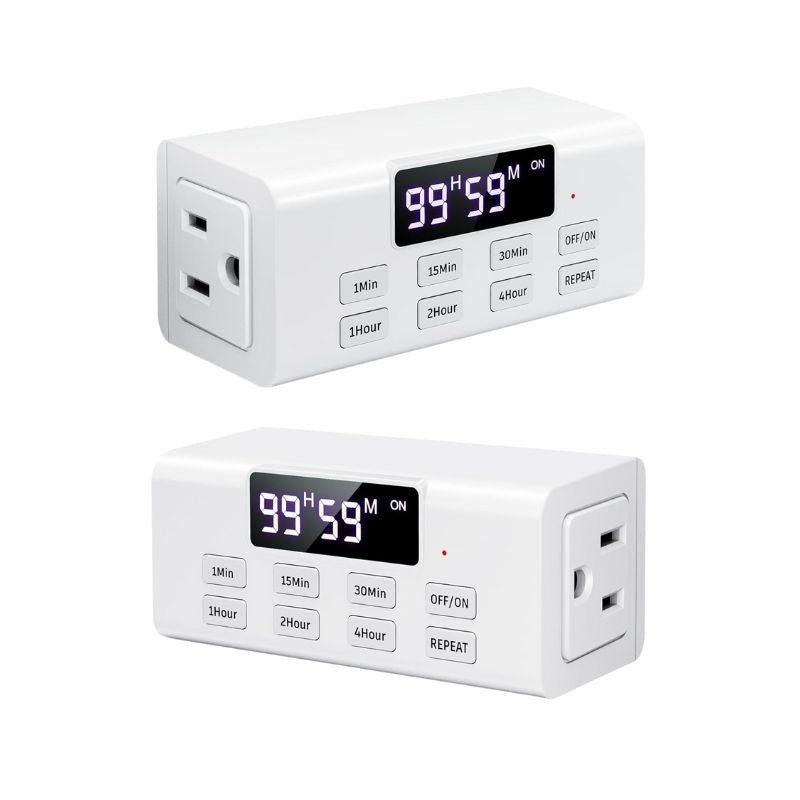 Countdown Timer Outlet – 99-Hour Digital Plug Timer with Repeat & Auto Shut-Off (2 Pack)