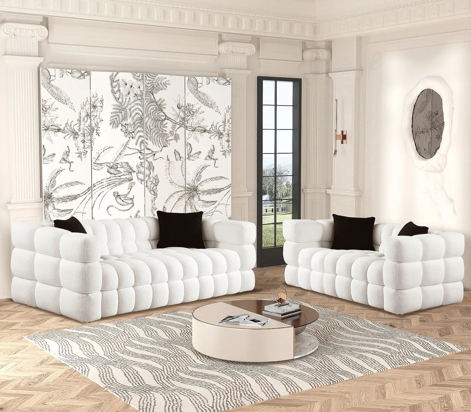 Elegant Monica 2-Piece Bouclé Living Room Set – Luxe Comfort & Timeless Modern Design