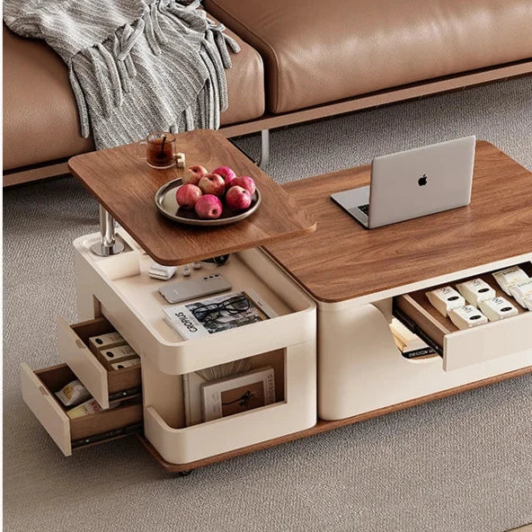 Apartamento Hotel Coffee Table Retractable Wood Household Minimalist Coffee Table Italian Drawer Tavolino Da Salotto Furniture