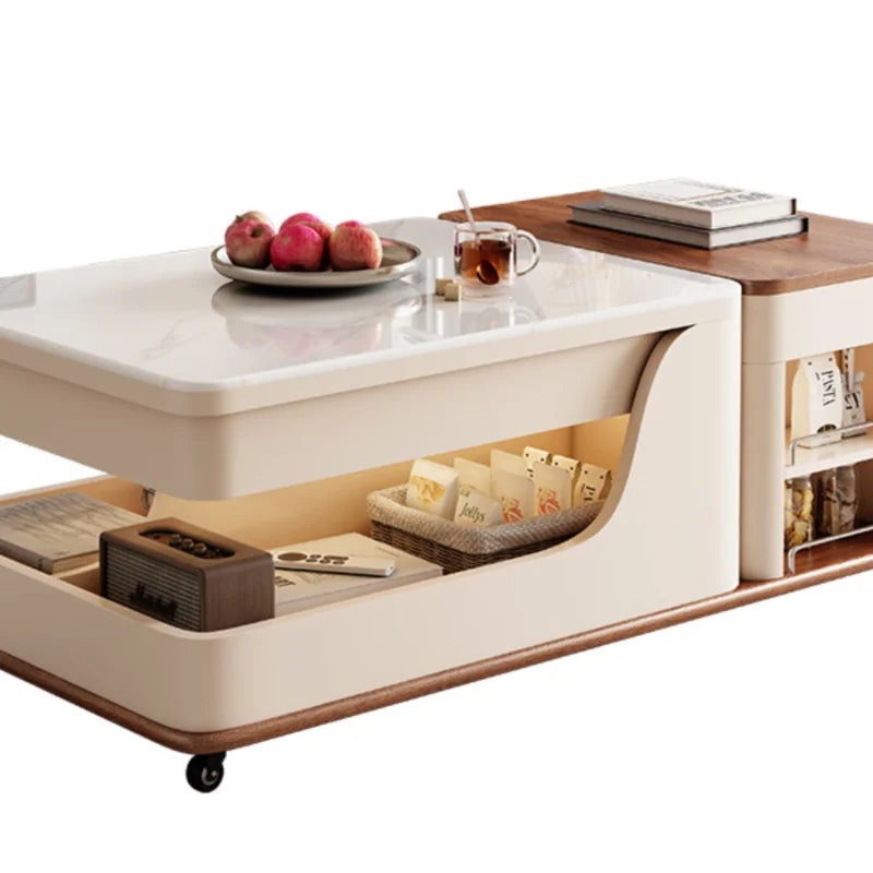 Apartamento Hotel Coffee Table Retractable Wood Household Minimalist Coffee Table Italian Drawer Tavolino Da Salotto Furniture