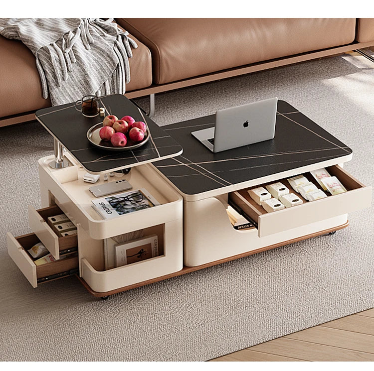 Apartamento Hotel Coffee Table Retractable Wood Household Minimalist Coffee Table Italian Drawer Tavolino Da Salotto Furniture