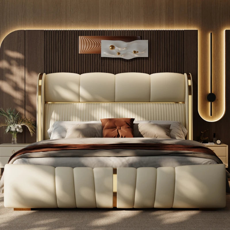 Modern Luxury Italian Leather Bed - Premium Upholstery, Sleek Design & Exceptional Comfort - Contemporary Bedroom Elegance