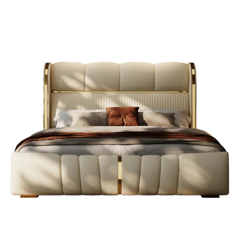 Modern Luxury Italian Leather Bed - Premium Upholstery, Sleek Design & Exceptional Comfort - Contemporary Bedroom Elegance