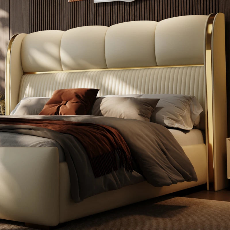 Modern Luxury Italian Leather Bed - Premium Upholstery, Sleek Design & Exceptional Comfort - Contemporary Bedroom Elegance