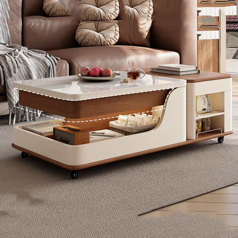 Apartamento Hotel Coffee Table Retractable Wood Household Minimalist Coffee Table Italian Drawer Tavolino Da Salotto Furniture