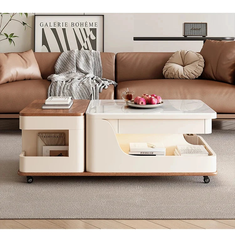 Apartamento Hotel Coffee Table Retractable Wood Household Minimalist Coffee Table Italian Drawer Tavolino Da Salotto Furniture