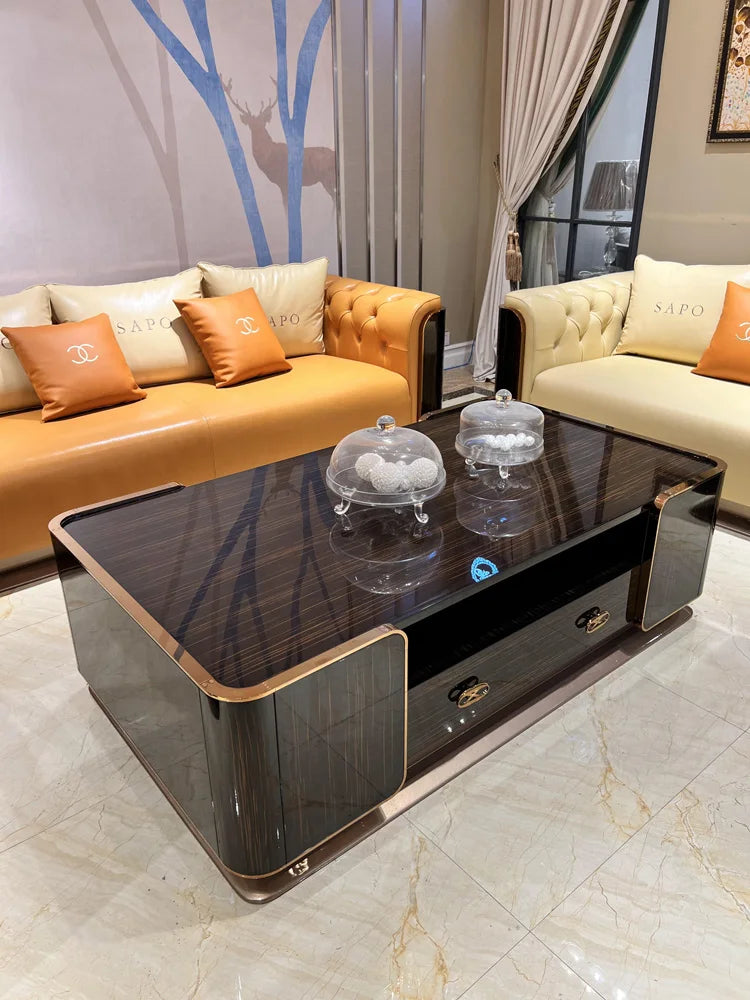 Italian Light Luxury Coffee Table, Postmodern Bentley Home Paint, Minimalist Armani Style Solid Wood Furniture, Living Room