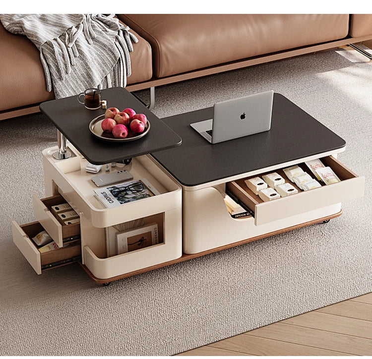 Apartamento Hotel Coffee Table Retractable Wood Household Minimalist Coffee Table Italian Drawer Tavolino Da Salotto Furniture