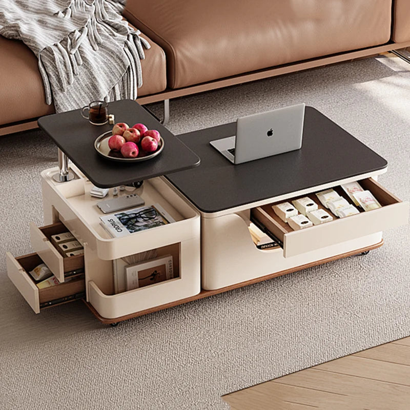 Apartamento Hotel Coffee Table Retractable Wood Household Minimalist Coffee Table Italian Drawer Tavolino Da Salotto Furniture