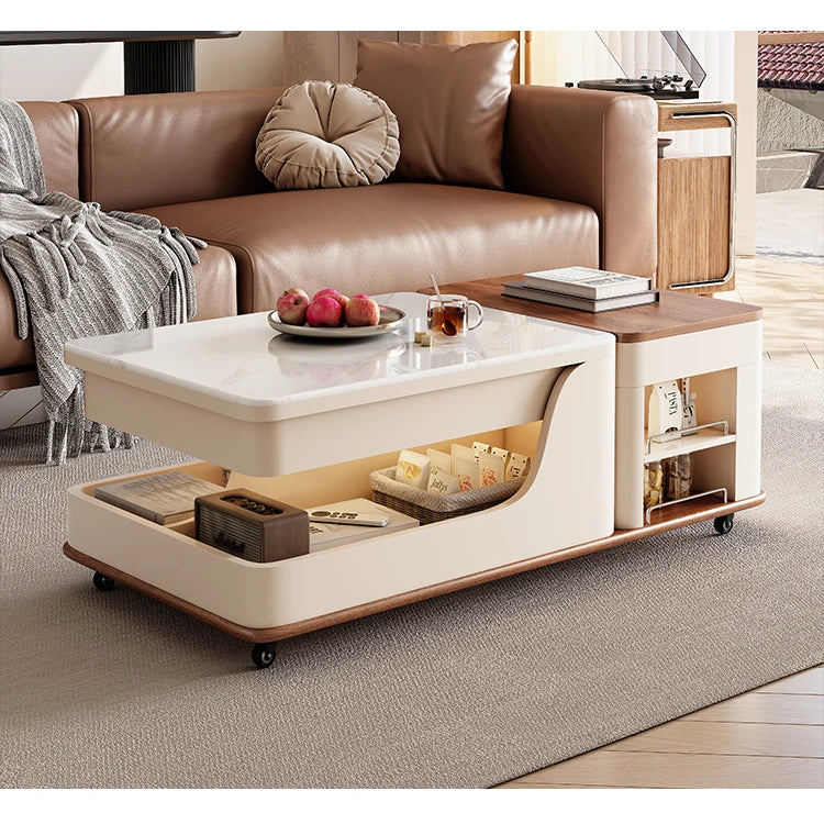 Apartamento Hotel Coffee Table Retractable Wood Household Minimalist Coffee Table Italian Drawer Tavolino Da Salotto Furniture