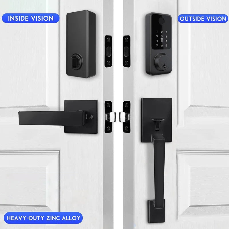 SecuSly Smart Lock with Handleset & Touchscreen Keypad | Keyless Entry, Auto-Lock, and Wi-Fi Control | Advanced Security for Your Front Door