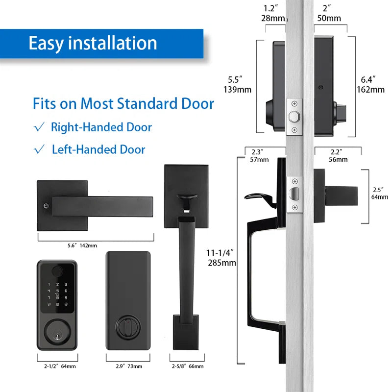 SecuSly Smart Lock with Handleset & Touchscreen Keypad | Keyless Entry, Auto-Lock, and Wi-Fi Control | Advanced Security for Your Front Door