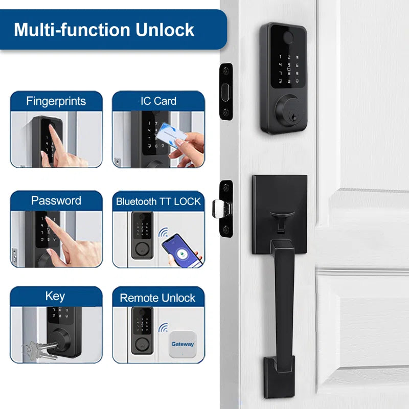 SecuSly Smart Lock with Handleset & Touchscreen Keypad | Keyless Entry, Auto-Lock, and Wi-Fi Control | Advanced Security for Your Front Door