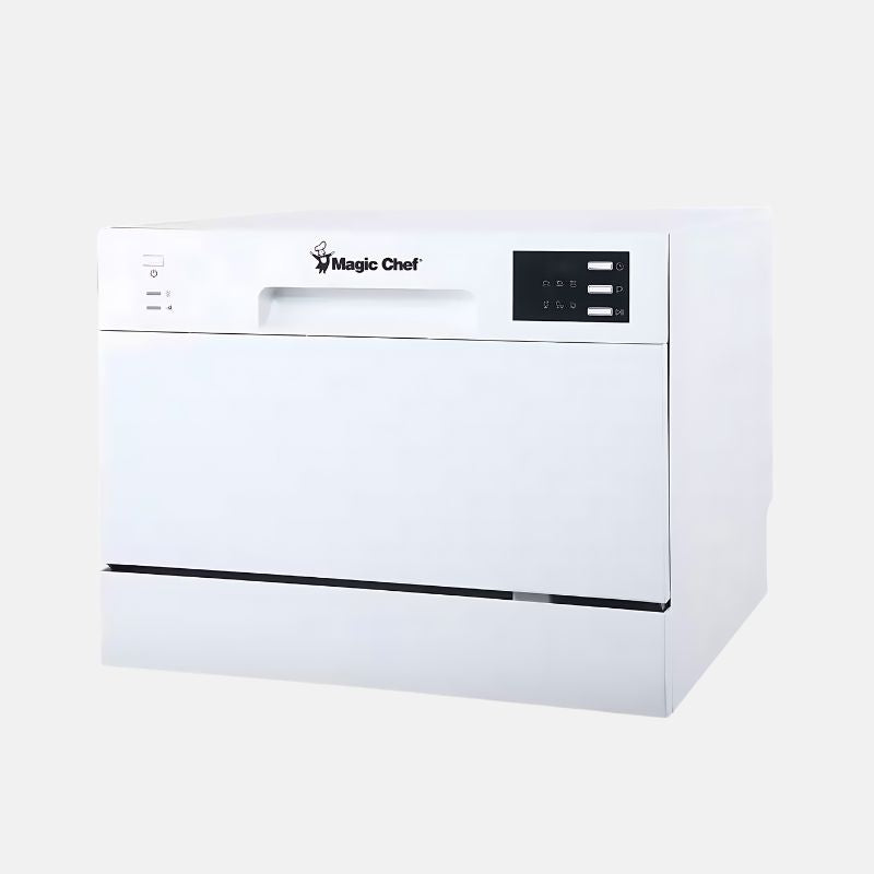 21 In. White Electronic Countertop 120-Volt Dishwasher with 6-Cycles, 6 Place Settings Capacity