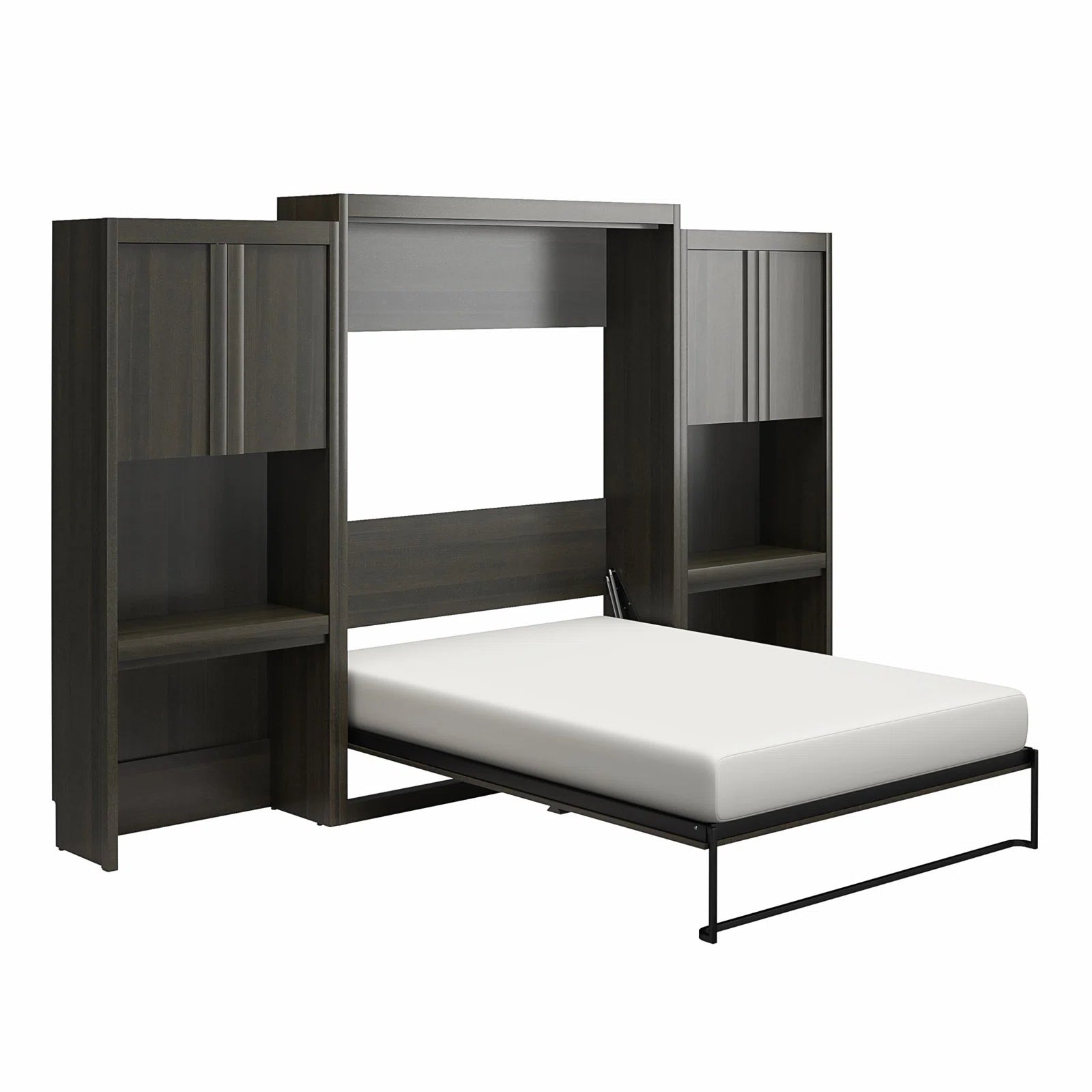 Wade Logan Wexford Murphy Storage Bed | Multifunctional Bed with 2 Vanity Desks, Cabinets & Drawers | Space-Saving Design for Modern Living