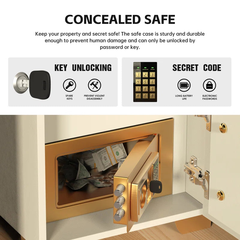 Wynton 1 - Drawer Nightstand (Pre-Assembled) with Safe Case, Wireless Charging, Led Light