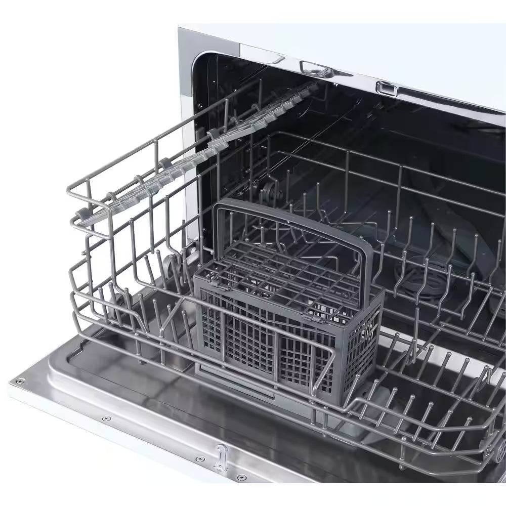 21 In. White Electronic Countertop 120-Volt Dishwasher with 6-Cycles, 6 Place Settings Capacity