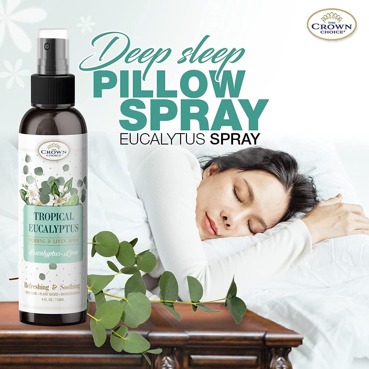 Natural Air Freshener Eucalyptus Spray for Fabric, Pillow, Sheets, Linen and Bedding - Bedroom Essential for Soothing & Refreshing Sleep - 4 Oz (Pack of 2)