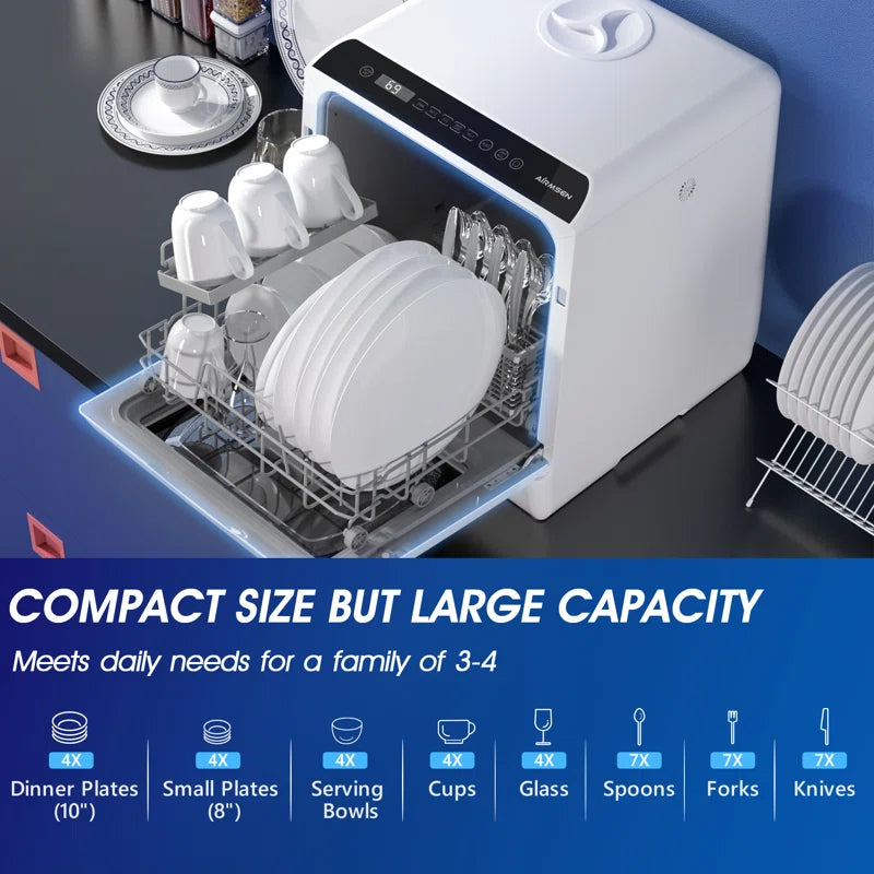 16.8" 50 Dba Countertop Dishwasher with 5-Liter Water Tank