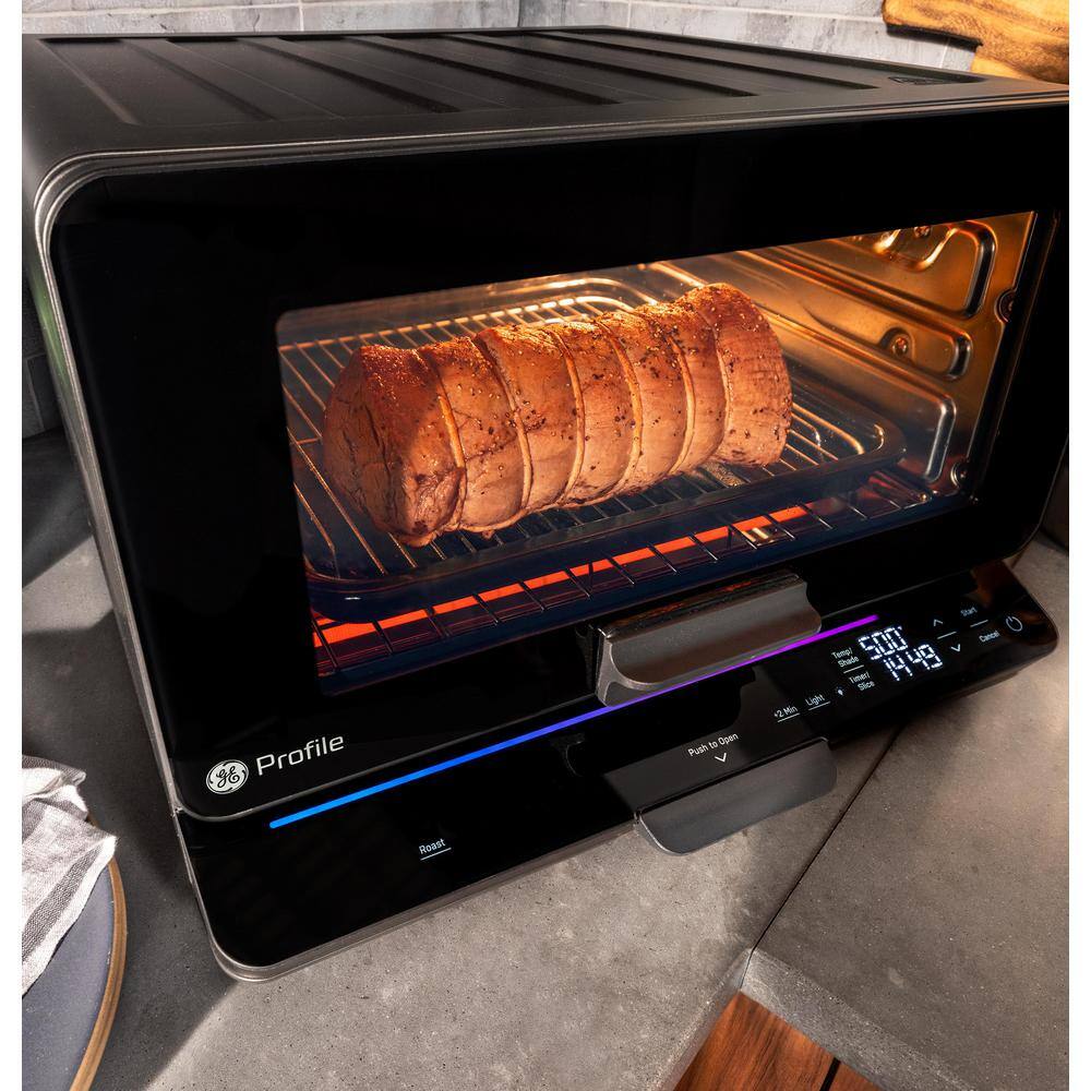 Profile 1,800 W No Preheat Black Toaster Oven with 11-Functions Incl Air Fry, Bake, Broil, and Pizza, Wifi Connected