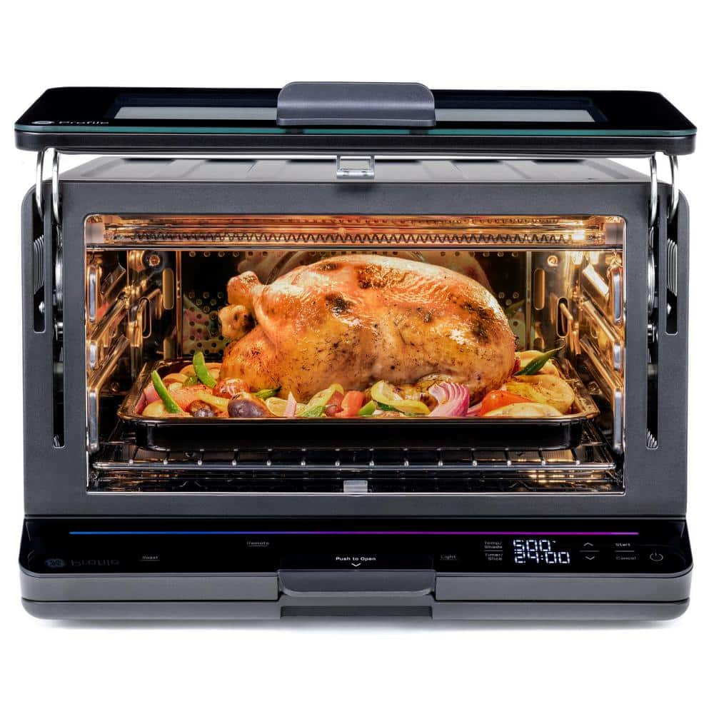 Profile 1,800 W No Preheat Black Toaster Oven with 11-Functions Incl Air Fry, Bake, Broil, and Pizza, Wifi Connected