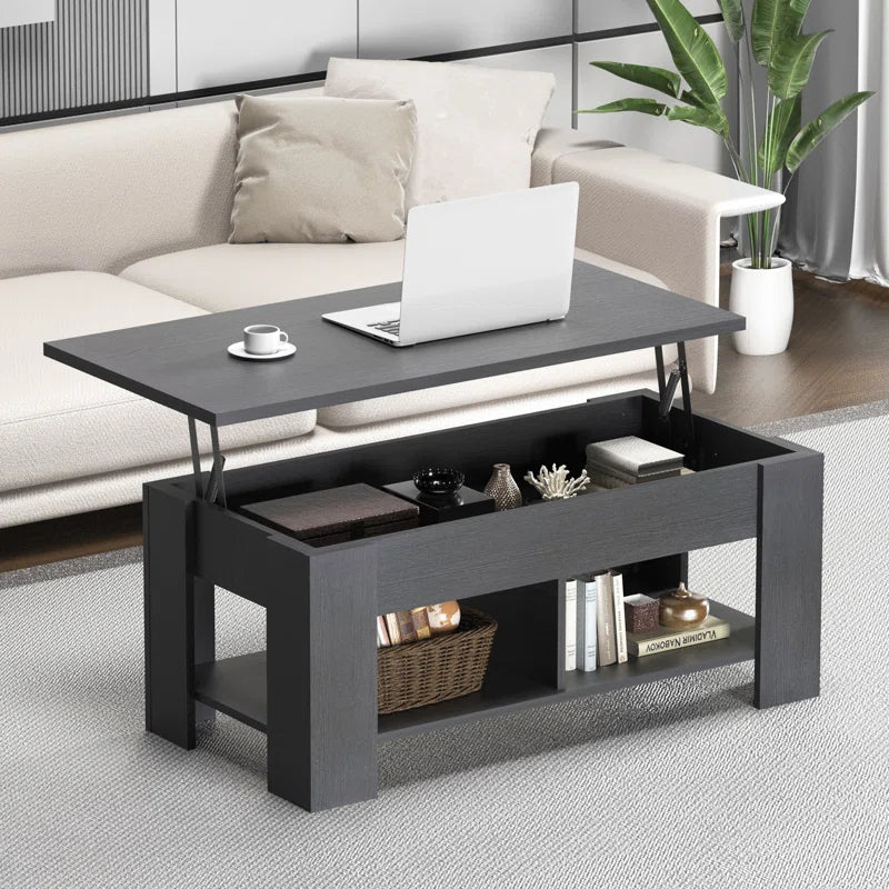 Sparta Black Lift Top Extendable Coffee Table with Storage