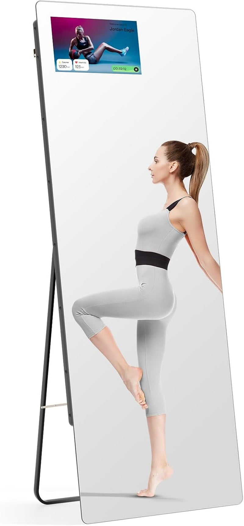Large Fitness Gym Mirror for Home, 65"X23.6" Smart Workout Mirror for Exercise, Built-In 14" Screen Support Screen Projection, HD Floor Full Length Trainer for Yoga, Dance Studio & Garage