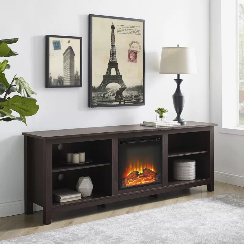 Kneeland 70" Open Storage TV Stand with Electric Fireplace