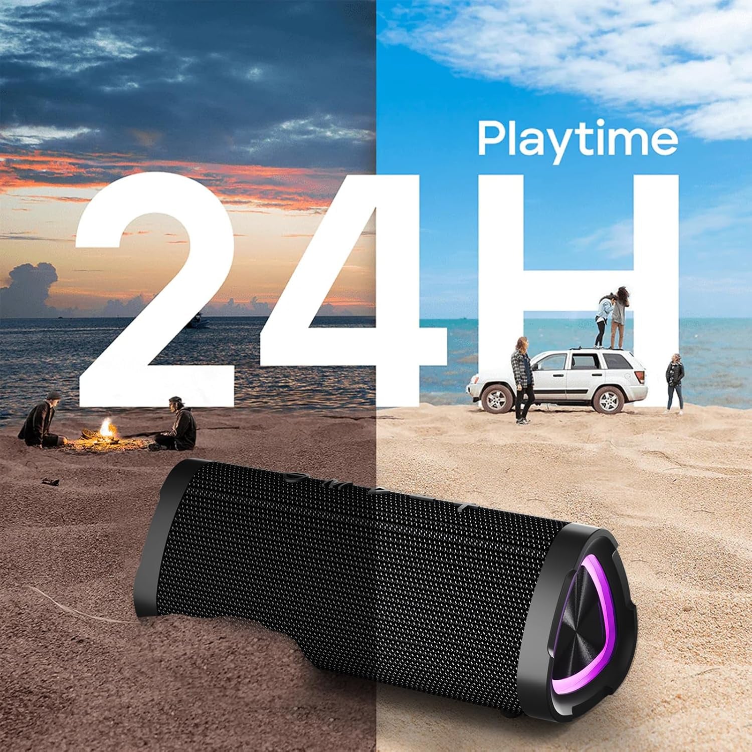 Bluetooth Speakers, V40 Wireless Portable Bluetooth Speaker with TWS Dual Pairing, 24W Stereo Sound and 24H Playtime, IPX7 Waterproof Bluetooth Speaker for Home and Outdoor