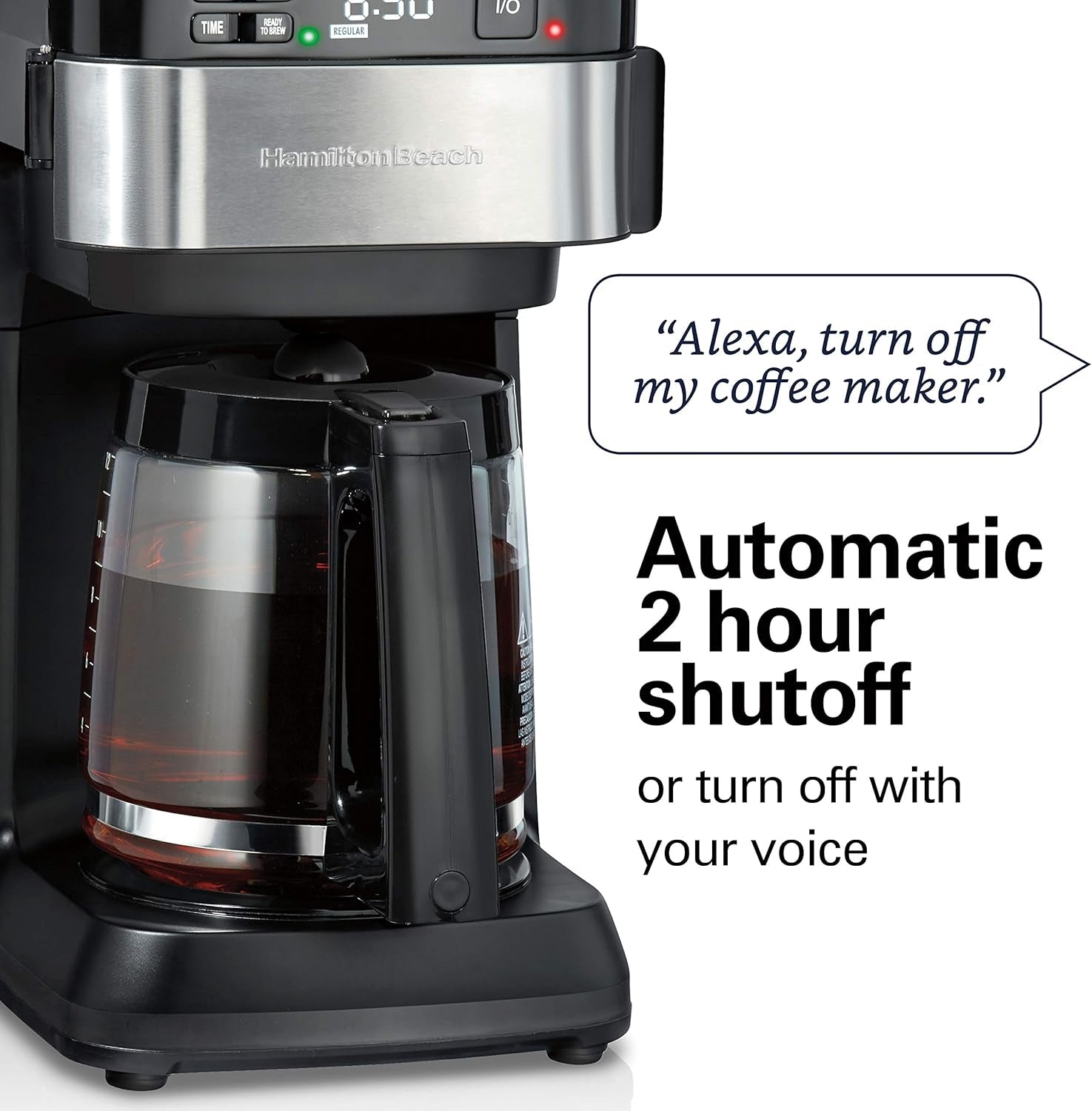 Works with Alexa Smart Coffee Maker, Programmable, 12 Cup Capacity, Black and Stainless Steel (49350R)