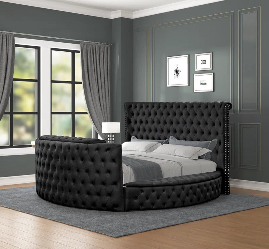 Rosdorf Park Kavinda Upholstered TV Bed with Storage | Luxurious Velvet Bed Frame with Built-In TV Lift & Underbed Storage