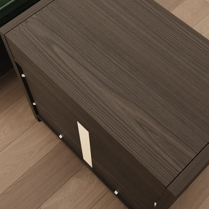 Wood Nightstand with Hidden Rfid-Locking Drawer and 2 Large Storage Drawers, Secure Bedside Table for Valuables or Firearms