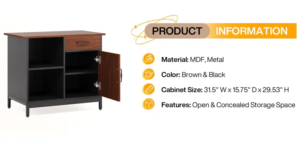 63" Executive Office Desk with 31" File Cabinet | Modern Industrial Design for a Sleek, Productive Workspace