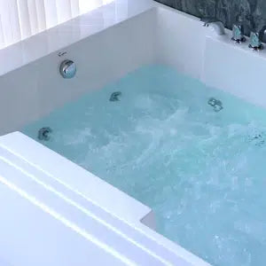 Empava 72 x 48 All-in-One Acrylic Rectangle Whirlpool Bathtub with 10 Water Jets & LED Lights - Spa-Like Relaxation with Left-Side Drain & 3-Side Alcove Install