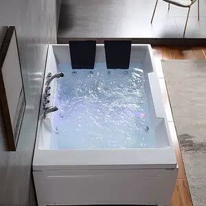 Empava 72 x 48 All-in-One Acrylic Rectangle Whirlpool Bathtub with 10 Water Jets & LED Lights - Spa-Like Relaxation with Left-Side Drain & 3-Side Alcove Install