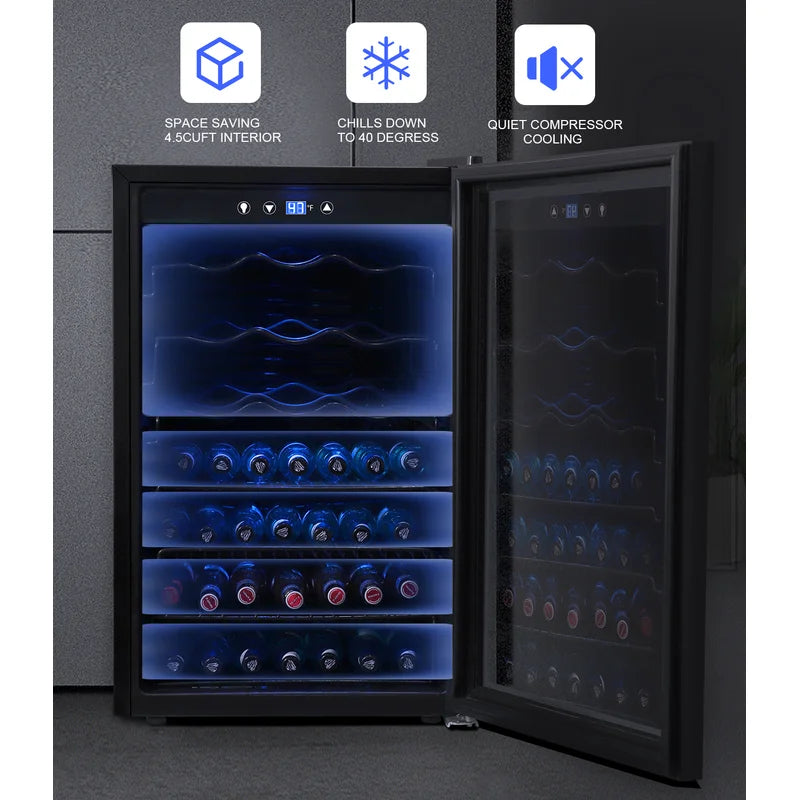 Premium Beverage Cooler & Mini Fridge – 145 Can Capacity, Adjustable Shelves, Glass Reversible Door – Perfect for Home Offices, Bars & Entertaining