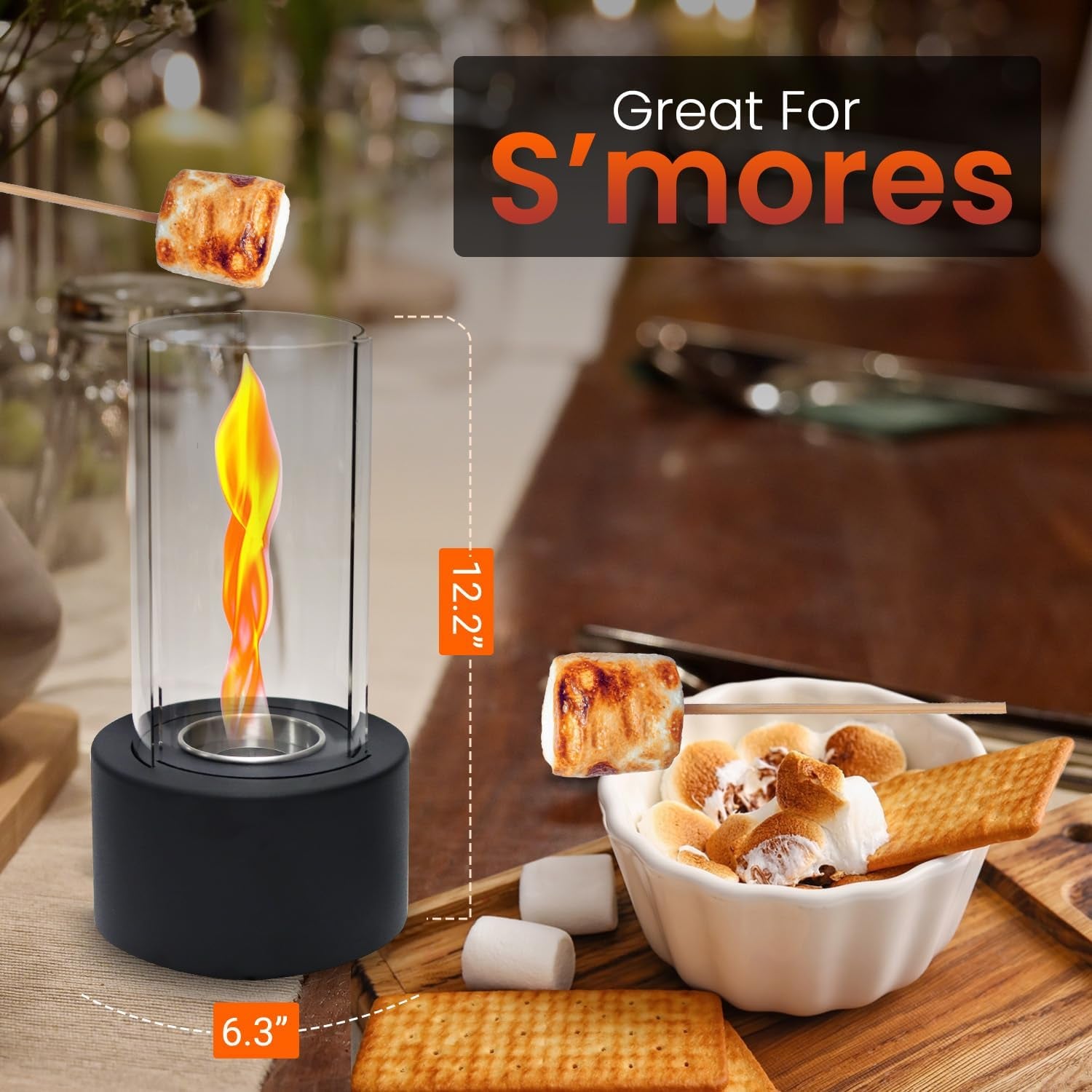 Tornado Table Top Lamp - US Patent Design - Unique Spiral Flame Lamp for Housewarming Gift, Birthday Parties & Movie Nights, Premium Decoration Gift for Home & Balcony (Gel Is Not Included)
