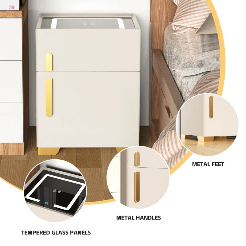 Wynton 1 - Drawer Nightstand (Pre-Assembled) with Safe Case, Wireless Charging, Led Light