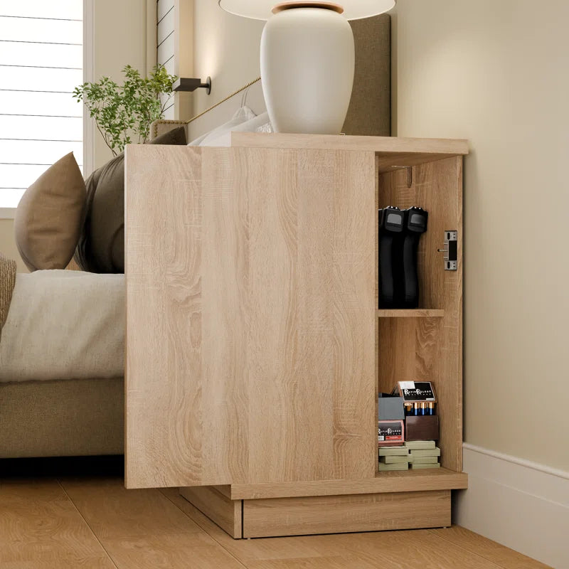 Lockable Smart Nightstand with Gun Cabinet