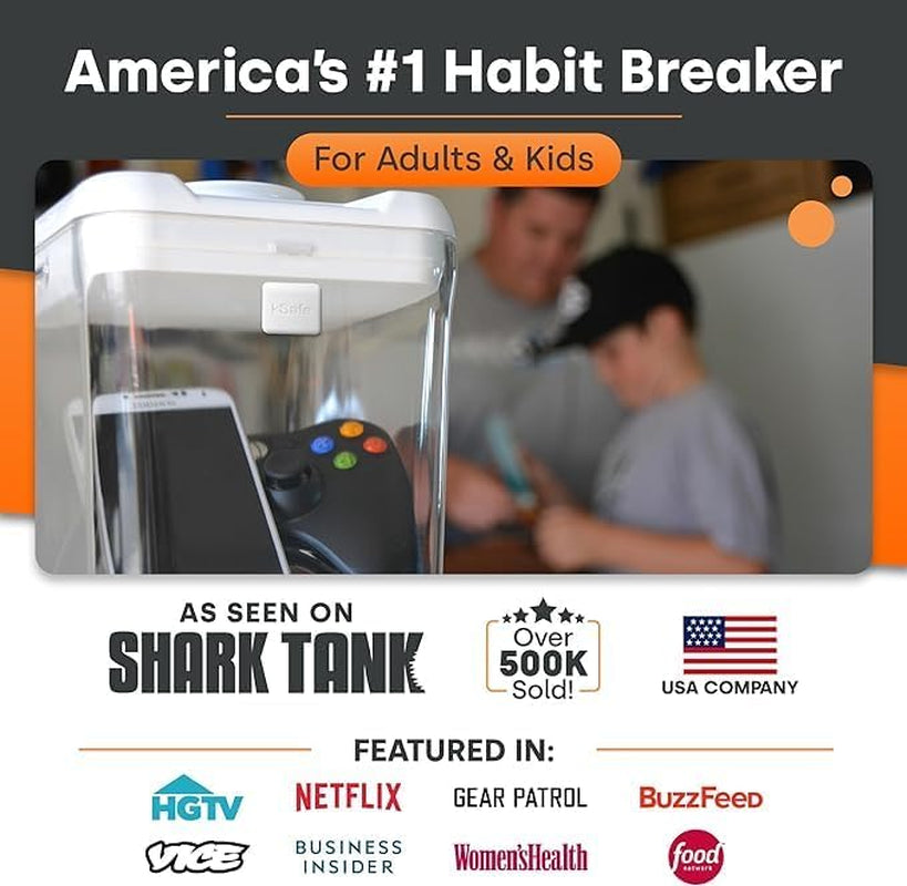 ﻿ Time Locking Container (Medium), Timed Lock Box for Cell Phones, Snacks, and Other Unwanted Temptations (White Lid + 5.5” Clear Base)