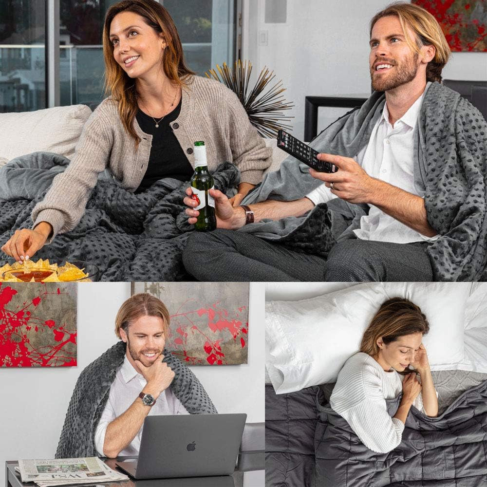 Relaxeden® Adult Weighted Blanket W/Removable, Washable Duvet Cover| 20 Lbs, 60”X 80” Size| Heavy Glass Micro-Beads| Supreme Sleeping Comfort for Adults| Hot & Cold Sleeping| 100% Soft Cotton Build