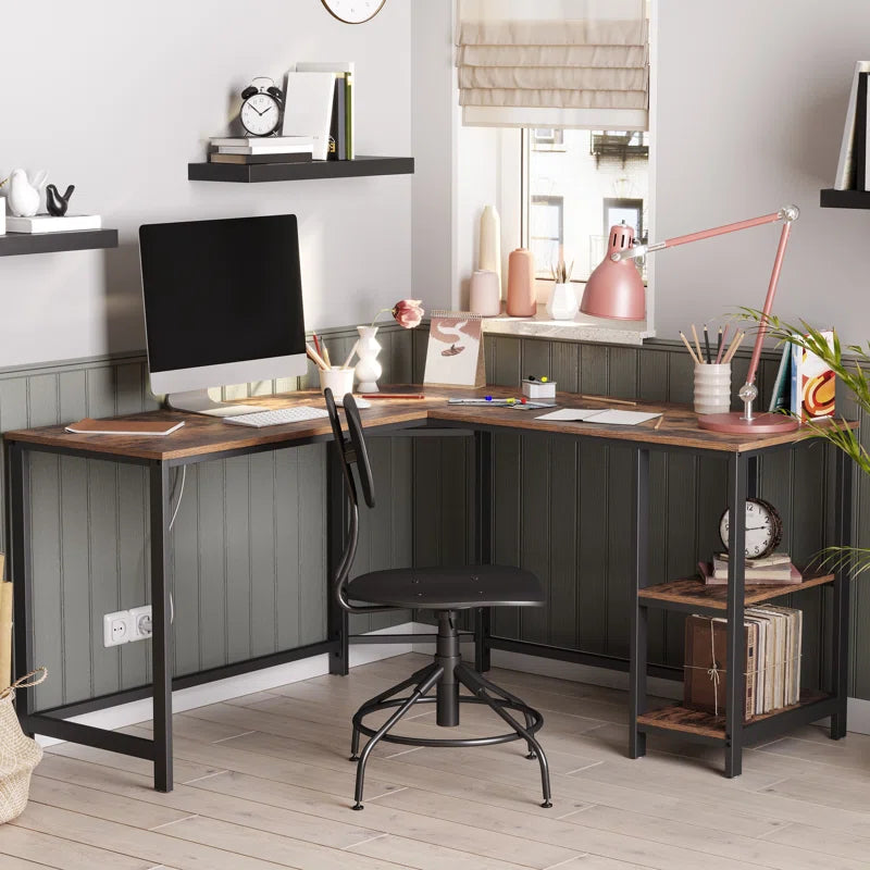 Enprise 54.3'' L-Shaped Metal Base Writing Desk